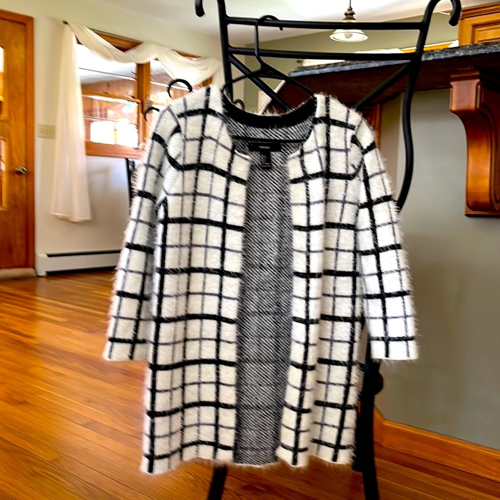Forever 21 Plaid Blazer, black and white, size S
